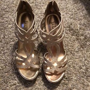 Gold sparkly heels